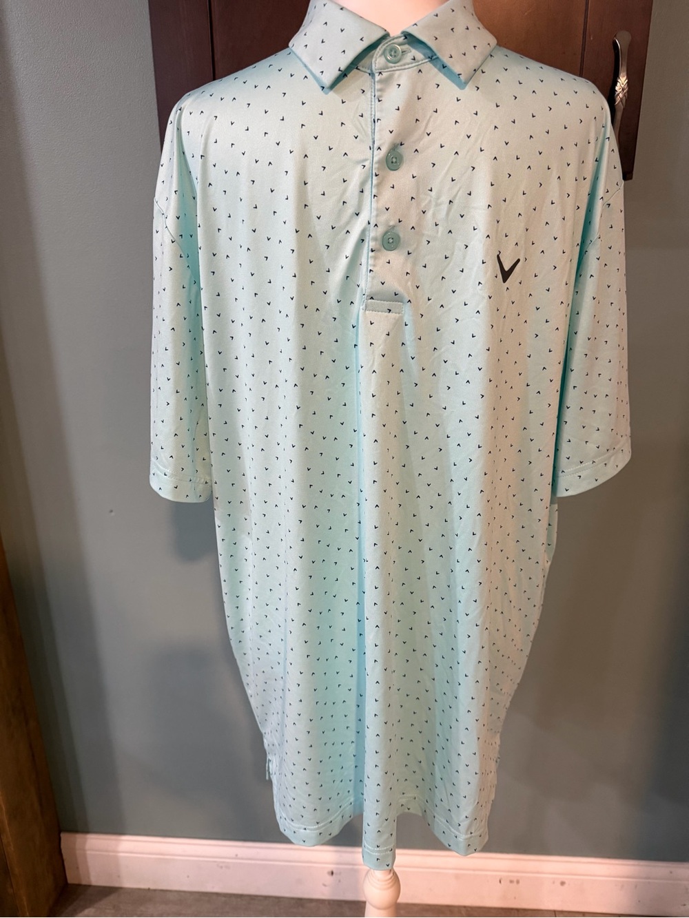 Callaway Men's Light Mint Green Micro-Print Performance Polo